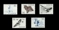 スウェーデン切手　1968年　野生動物　オコジョ　ゆきのうさぎ　5種