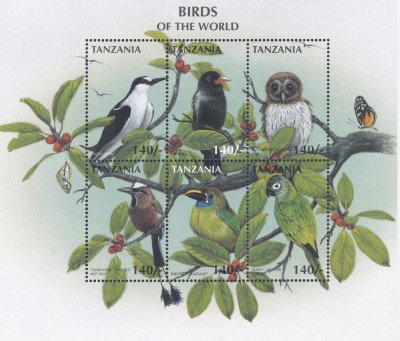 画像1: タンザニア切手　1997年　世界の鳥　ナンベイヒナフクロウ　6種