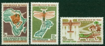 画像1: マリ切手　1964年　昆虫　トノサマバッタ  3種