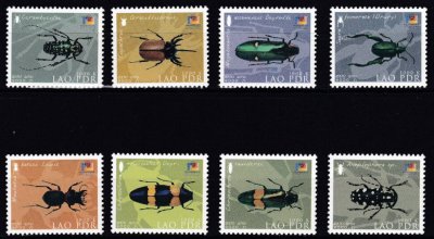 画像1: ラオス切手　2002年　昆虫　8種