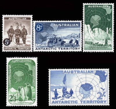 画像1: オーストラリア南極領土切手　1959年 　南極探検　コウテイペンギン　5種