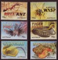 オーストラリア切手　2014年　刺す生き物　昆虫　爬虫類　6種