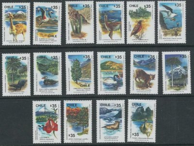 画像1: チリ切手　1990年　国立公園　動物　鳥　セグロアジサシ　16種