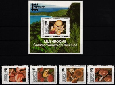 画像1: ドミニカ国切手　1987年　 トロント国際切手博覧会　キノコ　5種