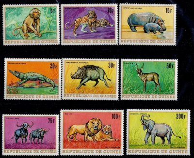 画像1: ギニア切手　1968年　動物　イボイノシシ　9種