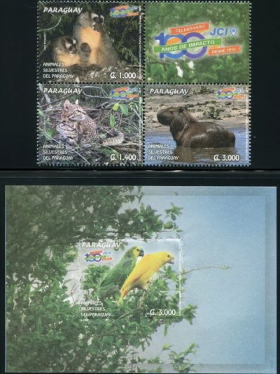 画像1: パラグアイ切手  2015年　パラグアイの野生動物　鳥　ネコ　4種