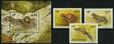 画像1: スロベニア切手　2008年　爬虫類　カエル　4種