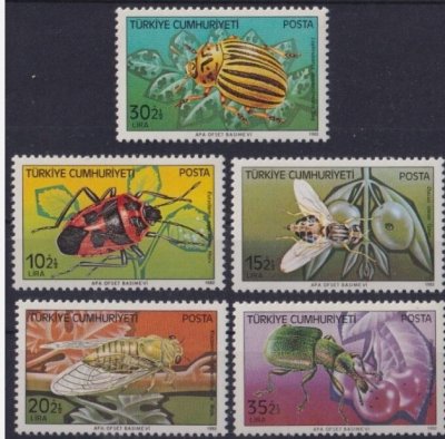 画像1: トルコ切手　1983年　昆虫　5種