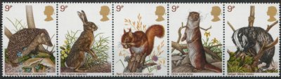 画像1: イギリス切手　1977年　イギリスの野生動物　5種