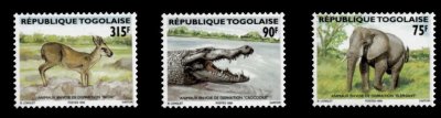 画像1: トーゴ切手　1996年　動物　絶滅危惧種　アフリカゾウ　3種