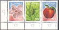 スロベニア切手　2001年　リンゴ　桃の花　果実　3種