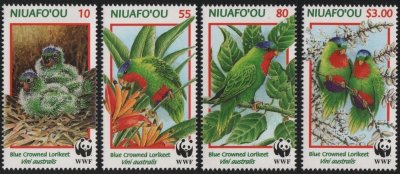 画像1: ニウアフォオウ島切手　切手　1998年　鳥　WWF　ズアオムスメインコ　4種