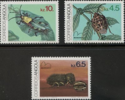 画像1: アンゴラ切手　1983年　国際切手博覧会 　ブラジリアナ　　昆虫　3種