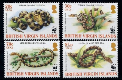 画像1: 英領ヴァージン諸島切手　2005年　蛇　WWF　 絶滅危惧種　4種