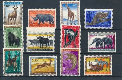 画像1: ベルギー領コンゴ切手 1959年　動物　イランド　オオセンザンコウ　12種