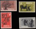 ローデシア切手　1967年　シロサイ　動物　自然保護　4種