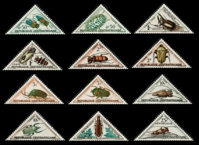 画像1: 中央アフリカ切手　1962年　昆虫　カブトムシ　12種