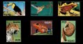 マダガスカル切手　1999年　鳥　サンショクキムネオオハシ　イチゴヤドクガエル　6種