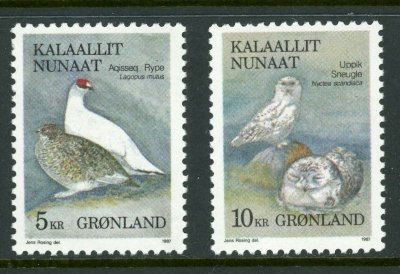 画像1: グリーンランド切手　1987年　鳥　シロフクロウ　2種