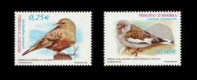 画像1: スペイン領アンドラ切手　2002年　鳥　2種