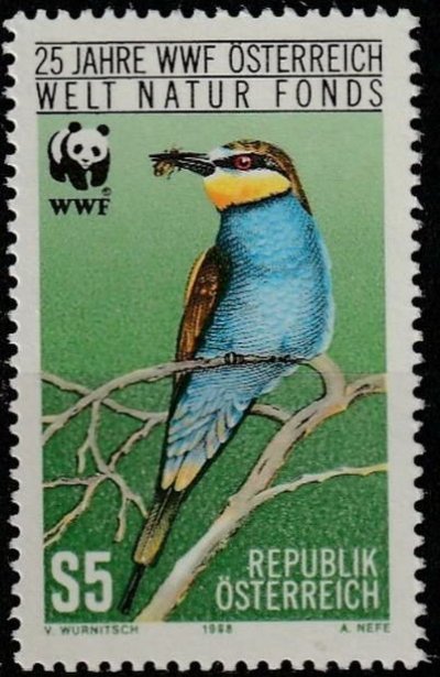 画像1: オーストリア切手 1988年　世界自然保護基金   WWF  25年　鳥　1種