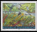 オーストリア切手 1999年　ドナウアウエン国立公園　カエル　鳥　1種