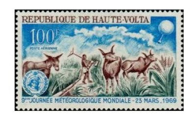 画像1: オートボルタ切手　1969年　第9回世界気象デー　動物　1種