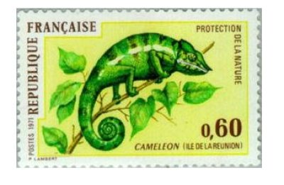 画像1: フランス切手　1971年　自然保護　パンサーカメレオン　1種