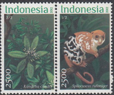 画像1: インドネシア切手　2012年　哺乳類 動物 　有袋類　植物　2種