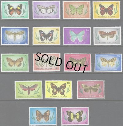 画像1: ノーフォーク島切手　1976年　蝶　17種