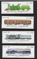 アルゼンチン切手　1988年　鉄道　4種