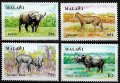 マラウイ切手　1991年　野生動物　クロサイ　4種