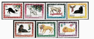 画像1: アンティグア・バーブーダ切手　1998年　クリスマス　犬　7種
