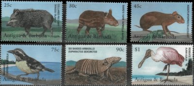 画像1: アンティグアバーブーダ島切手　2001年　カリブ海の絶滅する動物相　鳥　6種