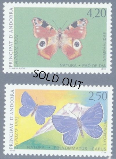 画像1: フランス領アンドラ切手　1993年　蝶　自然保護　2種