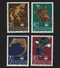 リヒテンシュタイン切手　1976年 　WWF　ヨーロッパヌマガメ　動物　鳥　4種