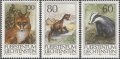 リヒテンシュタイン切手 1993年    動物 　ヨーロッパアナグマ   3種