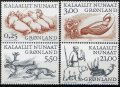 グリーンランド切手　2000年　ヴァイキング時代　ホッキョクグマ　鳥　4種