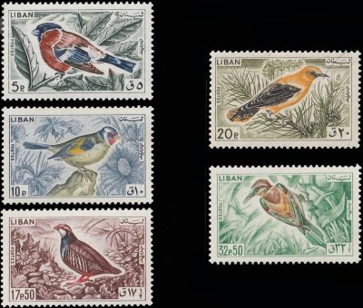 画像1: レバノン切手　1965　鳥　5種