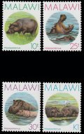 マラウイ切手　1987年　カバ　4種