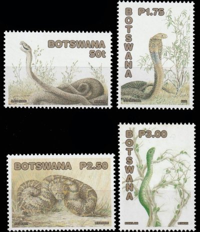 画像1: ボツワナ切手　2002年　ヘビ　爬虫類　4種
