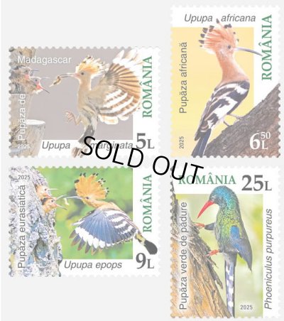 画像1: ルーマニア切手　2025年　鳥　キツツキ　4種