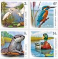 画像1: ルーマニア切手　2025年　ドナウデルタ生物圏保護区　鳥　カワセミ　4種 (1)