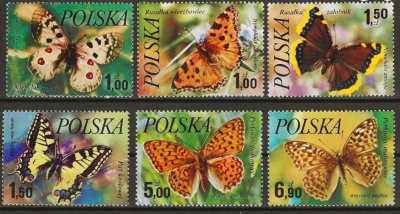 画像1: ポーランド切手　1977年　蝶　6種