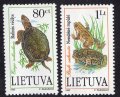 リトアニア切手 1993年　カエル　カメ　2種