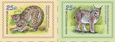 画像1: ロシア切手　2025年　野生の猫    マーブルキャット　2種