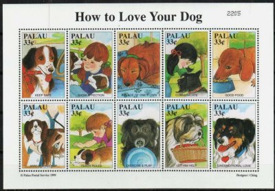 画像1: パラオ切手 1999年　犬への愛　10種