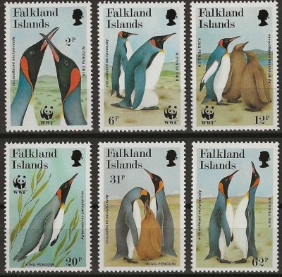 画像1: フォークランド諸島切手　1999年　WWF　オウサマペンギン　6種