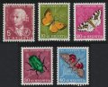 スイス切手 1957年　児童福祉　蝶　エゾベニシタバ　5種