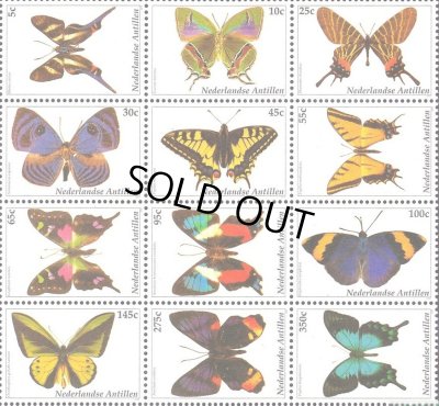 画像1: オランダ領アンティル諸島切手　2003年　蝶　昆虫　12種